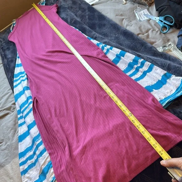 Bundle 2 knit long dresses- Hippie Rose Pink And Blue&white Strappy back Dress - Picture 11 of 15